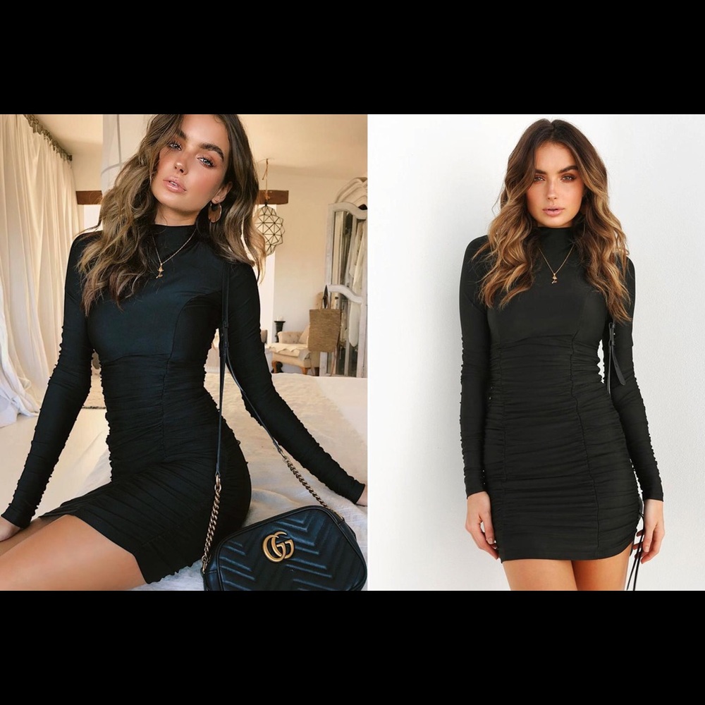 Tiger Mist Long Sleeve Black Dress